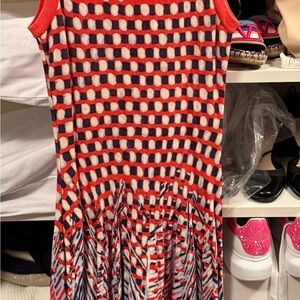 NIC+ZOE Red and Blue Patterned Midi Dress